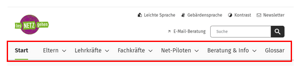 Foto von den Bereichen der Internet-Seite
