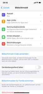 Bildschirmzeit-Einstellungen bei iOS. 